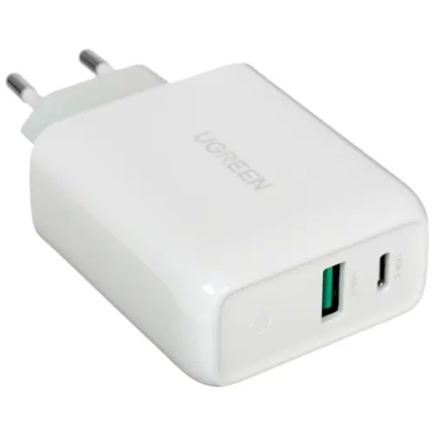 Ugreen Зарядное устройство сетевое UGREEN 60468 USB Type-A/Type-C, 38W, цвет: белый CD170 60468