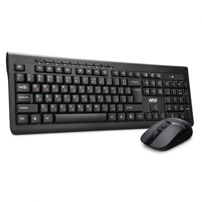 HIPER Клавиатура и мышь Wireless HIPER черные, 114 кл, USB, 1600dpi, 4 кн OSW-2100 
