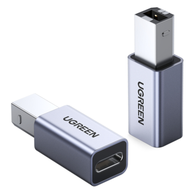 Ugreen Адаптер UGREEN 20120_ USB2.0 USB-C(F)/USB2.0 B(M), серый US382 20120_