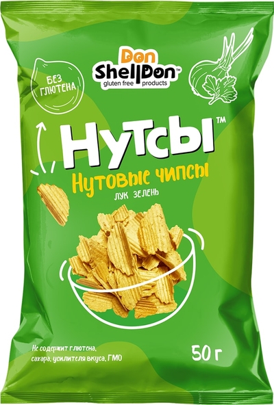 Шеллдон Чипсы нутовые Don Shelldon Нутсы Лук зелень 50г Шеллдон 