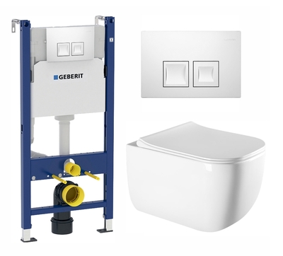 Geberit Комплект 3 в 1 инсталляция Geberit Duofix + Унитаз подвесной Vincea Form VT1-35 + кнопка белая 
