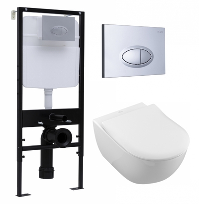Logan Комплект 3 в 1 инсталляция Logan H1067-1170 297674 + Унитаз подвесной Villeroy & Boch Subway 2.0 5614R201 + кнопка хром матовый 