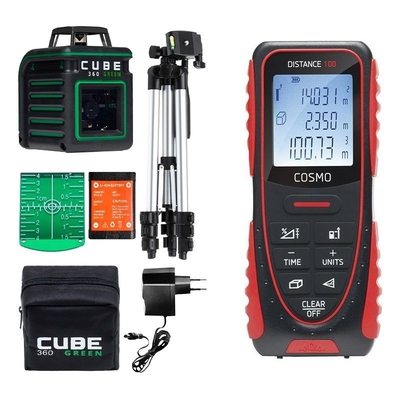 ADA Instruments Нивелир лазерный ADA CUBE 360 GREEN Professional Edition+Дальномер лазерный ADA Cosmo 100 с функцией уклономера А00680 ADA Instruments 