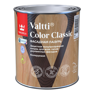 Tikkurila средство деревозащитное TIKKURILA Valtti Color Classic 0,9л бесцветное, арт.700014014 700014014