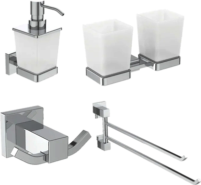 Ideal Standard Набор Ideal Standard IOM I1003FM Стакан + Крючок + Полотенцедержатель + Дозатор, хром I1003FM