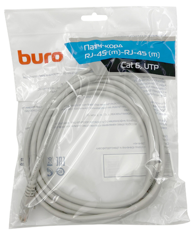 Buro Патч-корд Buro UTP 4 пары cat6 CCA molded 3м серый RJ-45 (m)-RJ-45 (m) UTP-6-3M-G 