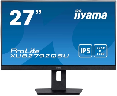 IIYAMA Монитор LCD 27’’ IPS panel, 2560 x 1440, 350 cd/m, 5ms, HDMI, DisplayPort, Speakers, USB-HUB 2x 3.0 IIYAMA XUB2792QSU-B5