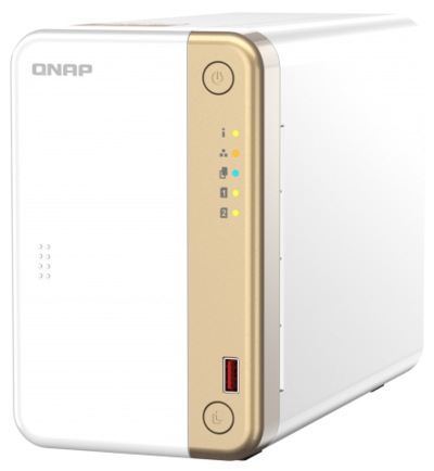 Qnap Сетевой RAID-накопитель QNAP 2 отсека 3,5"/2,5", 1 порт 2,5 GbE BASE-T, HDMI-порт, 2 слота M.2 2280 NVMe SSD, Intel Celeron N4505 до 2,9 ГГц TS-262-4G 