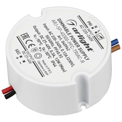 Arlight Драйвер Arlight ARJ-SP-40300-PFC-Triac-R 27-40V 12W IP44 0,3A / 040962 