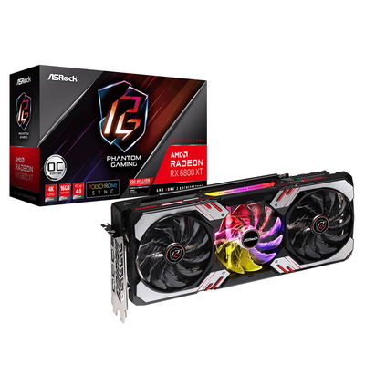 AsRock Видеокарта ASRock [RX6800XT PG 16GO] RX6800XT PG 16GO