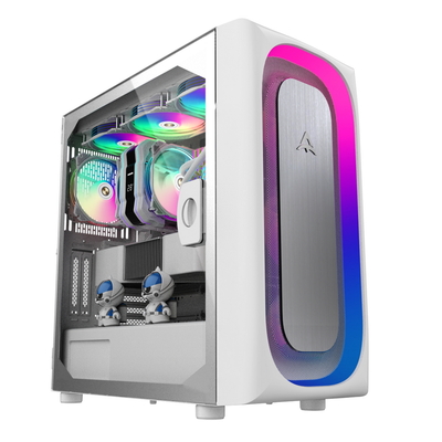 Alseye COMPUTER CASE 0.7mm SPCC, Mini-ITX/Micro
ATX/ATX/E-ATX, USB2.0*1+HD Audio+USB3.0*1+Typc*1 H.D.D(3.5")*3pcs+S.S.D(2.5") *2pcs, 375*200*445mm, 405*200*460mm, Tempered Glass
Front:120mm*2pcs
Top:120mm*2 Alseye Ai Pro-W (Halo Pro)