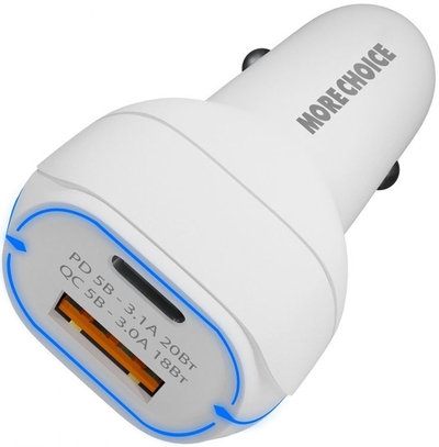 More Choice Зарядное устройство автомобильное More Choice 2*USB 3.0A PD 20W+QC3.0 быстрая зарядка White AC32QC AC32QC White