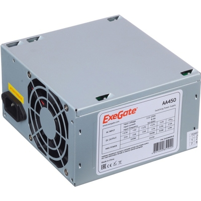 Exegate Exegate EX253683RUS Блок питания 450W Exegate AA450, ATX, 8cm fan, 24+4pin, 2*SATA, 1*IDE EX253683RUS