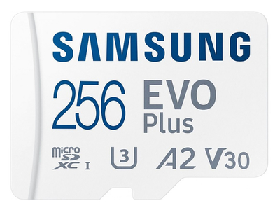 Samsung Карта памяти Samsung microSDXC 256GB EVO PLUS microSDXC Class 10 UHS-I, U3 + SD адаптер MB-MC256KA/KR MB-MC256KA/KR