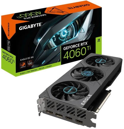 Gigabyte Видеокарта PCI-E GIGABYTE 8GB GDDR6 128bit 8nm 2310/18000MHz 2*HDMI/2*DP GeForce RTX 4060 Ti EAGLE OC (GV-N406TEAGLE OC-8GD) GV-N406TEAGLE OC-8GD