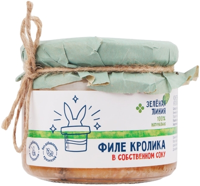 Зеленая линия Филе кролика Зеленая линия в собственном соку 280г 