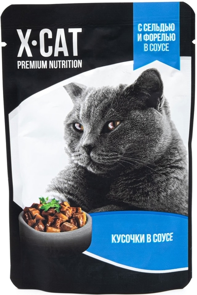 ИП Михайлова М.В. Влажный корм для кошек X-CAT Сельдь и форель в соусе 85г ИП Михайлова М.В. 