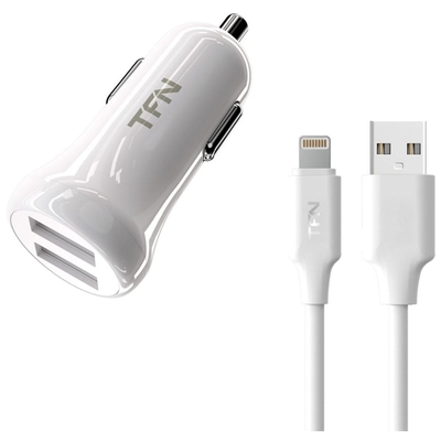 TFN Автомобильное зарядное устройство TFN 2USB 2.4A+8pin (TFN-CC2U24ALIGWH) белый 