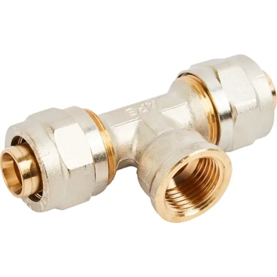 Stout Тройник Stout винтовой внутренняя резьба 1/2"x20 мм никелированная латунь SFS-0012 