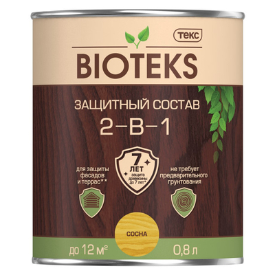 ТЕКС средство деревозащитное TEKC Bioteks 2-в-1 0,8л сосна, арт.700008169 ТЕКС 700008169