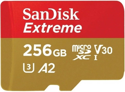 SanDisk Карта памяти 256GB SanDisk Micro SecureDigital Class 10 UHS-I A2 C10 V30 U3 Extreme 190MB/s SDSQXAV-256G-GN6MN 