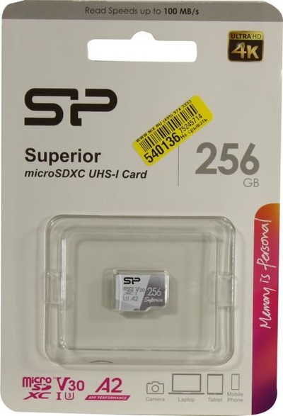 Silicon Power Карта памяти microSD 256GB Silicon Power Superior A2 microSDXC Class 10 UHS-I U3 Colorful 100/80 Mb/s SP256GBSTXDA2V20 