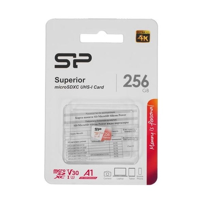 Silicon Power Карта памяти microSD 256GB Silicon Power Superior A1 microSDXC Class 10 UHS-I U3 100/80 Mb/s SP256GBSTXDV3V20 