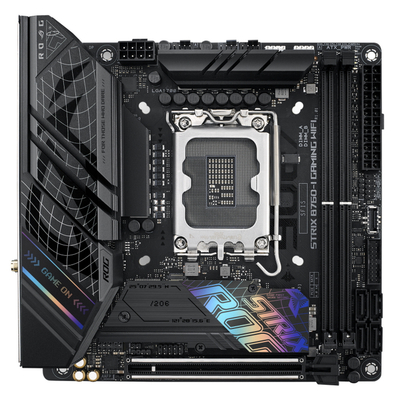 ASUS Материнская плата ASUS ROG STRIX B760-I GAMING WIFI, LGA1700, B760, 2*DDR5, HDMI+DP, 4xSATA3 + RAID, M2, Audio, Gb LAN, USB 3.2, USB 2.0, mITX; 90MB1D90-M0EAY0 (ROG STRIX B760-I GAMING WIFI) ROG STRIX B760-I GAMING WIFI