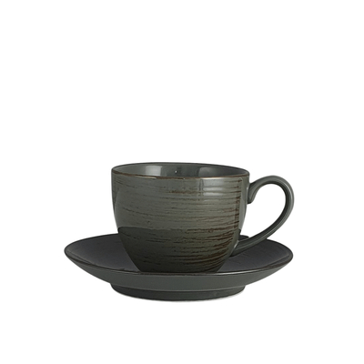 Porcelana Bogucice Чайная пара Porcelana Bogucice Nostalgia onyx серая 300 мл 