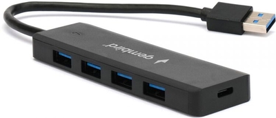 Gembird Концентратор USB 3.0 Gembird 4 порта, кабель 19см, с доп питанием (Type-C) UHB-C414 