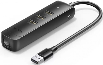 Ugreen Адаптер UGREEN 50624_ USB 3.0 / 3*USB 3.0+RJ45 (1000Mbps) Ethernet, черный CM530 50624_