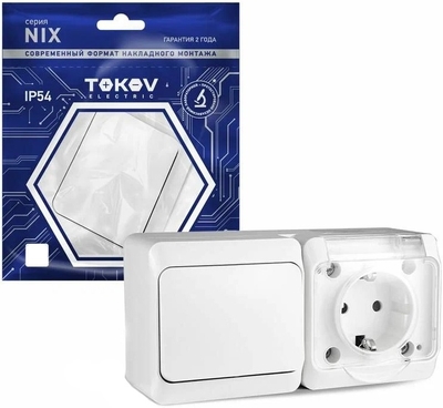 TOKOV ELECTRIC Блок TOKOV ELECTRIC ОП Nix (розетка 16А 250В с заземл. 1-кл. выкл. 10А) IP54 б TKE-NX-V1RZ-C01T-IP54 