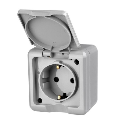 TOKOV ELECTRIC Розетка TOKOV ELECTRIC 1-м ОП Dita 16А IP54 250В с заземл. с крышкой сер TKL-DT-R1Z-C06-IP54 