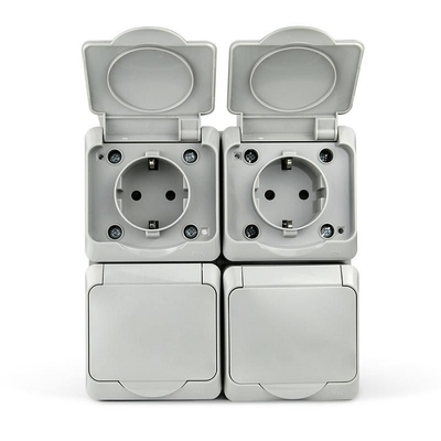 TOKOV ELECTRIC Розетка TOKOV ELECTRIC 4-м ОП Nix 16А IP54 250В с заземл. с крышкой сер TKE-NX-R4Z-C06-IP54 