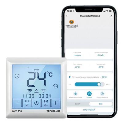 ТЕПЛОЛЮКС терморегулятор электронный сенс./прогр./wifi MCS 350 TUYA ТЕПЛОЛЮКС 100035900600
