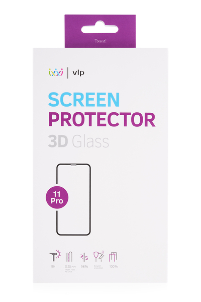 VLP Стекло 3D защитное VLP для iPhone 11 Pro/Xs/X, олеофобное, с черной рамкой VLP-3DGL19-58BK