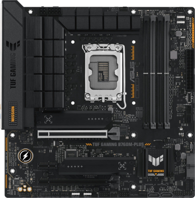 ASUS Материнская плата ASUS TUF GAMING B760M-PLUS, LGA1700, B760, 4*DDR5, HDMI+DP, 4xSATA3 + RAID, M2, Audio, Gb LAN, USB 3.2, USB 2.0, mATX;90MB1ES0-M0EAY0 (TUF GAMING B760M-PLUS) TUF GAMING B760M-PLUS