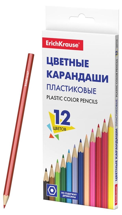 ErichKrause Карандаши цветные ErichKrause Basic шестигранные, 12 цветов 