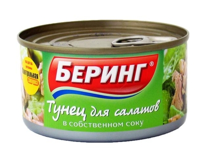 Беринг Тунец для салатов Беринг в собственном соку, 185 г 