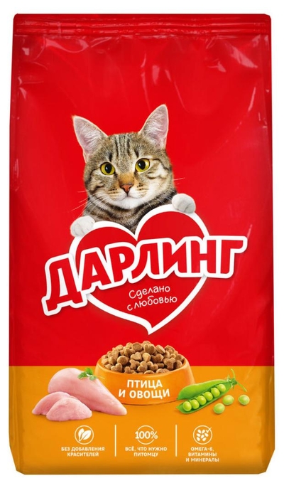 Дарлинг Сухой корм для кошек Дарлинг птица и овощи, 760 г 