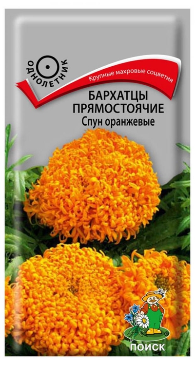 ПОИСК Семена Бархатцы прямостоячие Поиск Спун оранжевые, 0,1 г 