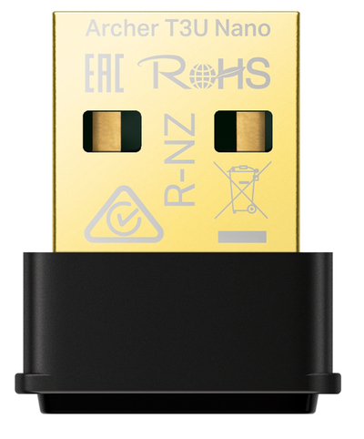 TP-LINK Сетевой адаптер TP-LINK AC1300 Nano Dual Band Wi-Fi USB Adapter, 867 Mbps at 5 GHz + 400 Mbps at 2.4 GHz, USB 2.0, MU-MIMO Archer T3U Nano 