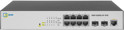 SNR Коммутатор управляемый SNR Web Smart POE /L2, 8*10/100/1000BaseT, 2*100/1000BaseX (SFP), POE 100W SNR-S2200G-8T-POE 