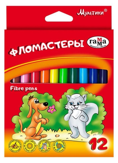 ГАММА Фломастеры Гамма Мультики, 12 цветов 