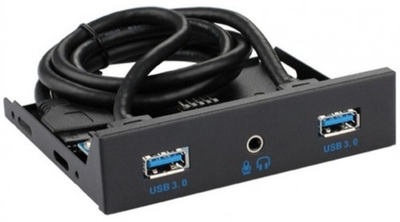 KS-is Планка KS-IS на переднюю панель 3.5" ATX USB3x2, AUX combo, черная KS-794 