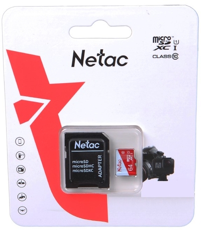 Netac Карта памяти MicroSDXC 64GB Netac P500 Eco Class 10 UHS-I + SD адаптер NT02P500ECO-064G-R 