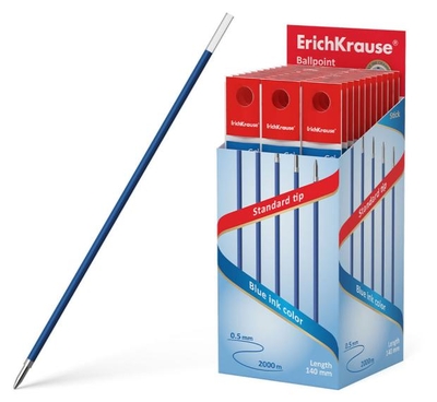 ErichKrause Стержень шариковый 1.0 ErichKrause 140 мм для ручек R-301 Stick, синий 