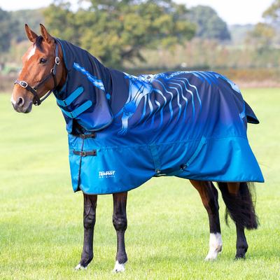 Shires SHIRES TEMPEST Попона прогулочная для лошади с капором "Original Lite", 600D, 0g, 165, x-ray 9330C/BLUESKEL/84