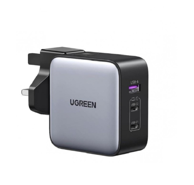 Ugreen Зарядное устройство сетевое UGREEN 90409 USB-A/2*USB-C GaN, 65W со сменными вилками, серый кос CD296 90409