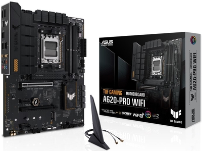 ASUS Материнская плата ATX ASUS (AM5, AMD A620, 4*DDR5(6400), 4*SATA3, 2*M.2, Au TUF GAMING A620-PRO WIFI 90MB1FR0-M0EAY0